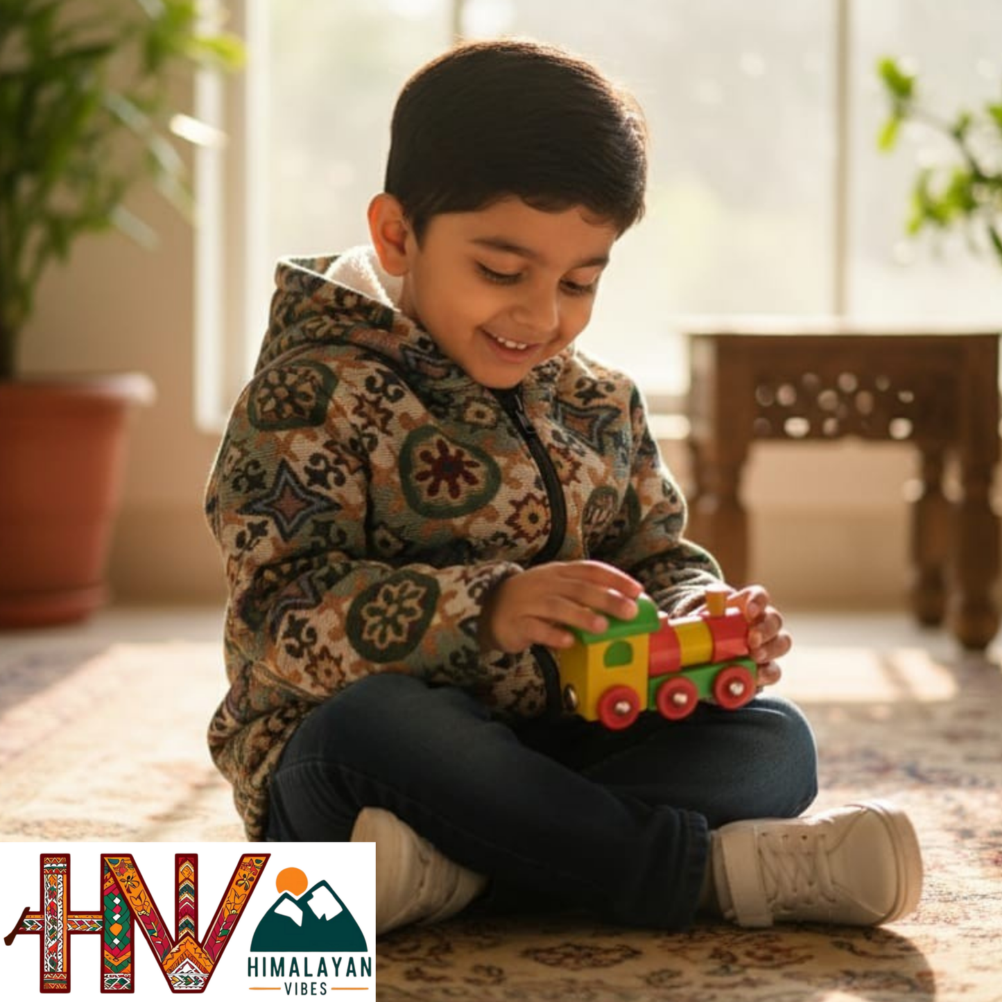 Kids Fur-Lined Blazer Jacket | Warm & Colorful Paisley Winter Coat | Handcrafted Himachali Wear By Himalayan Vibes