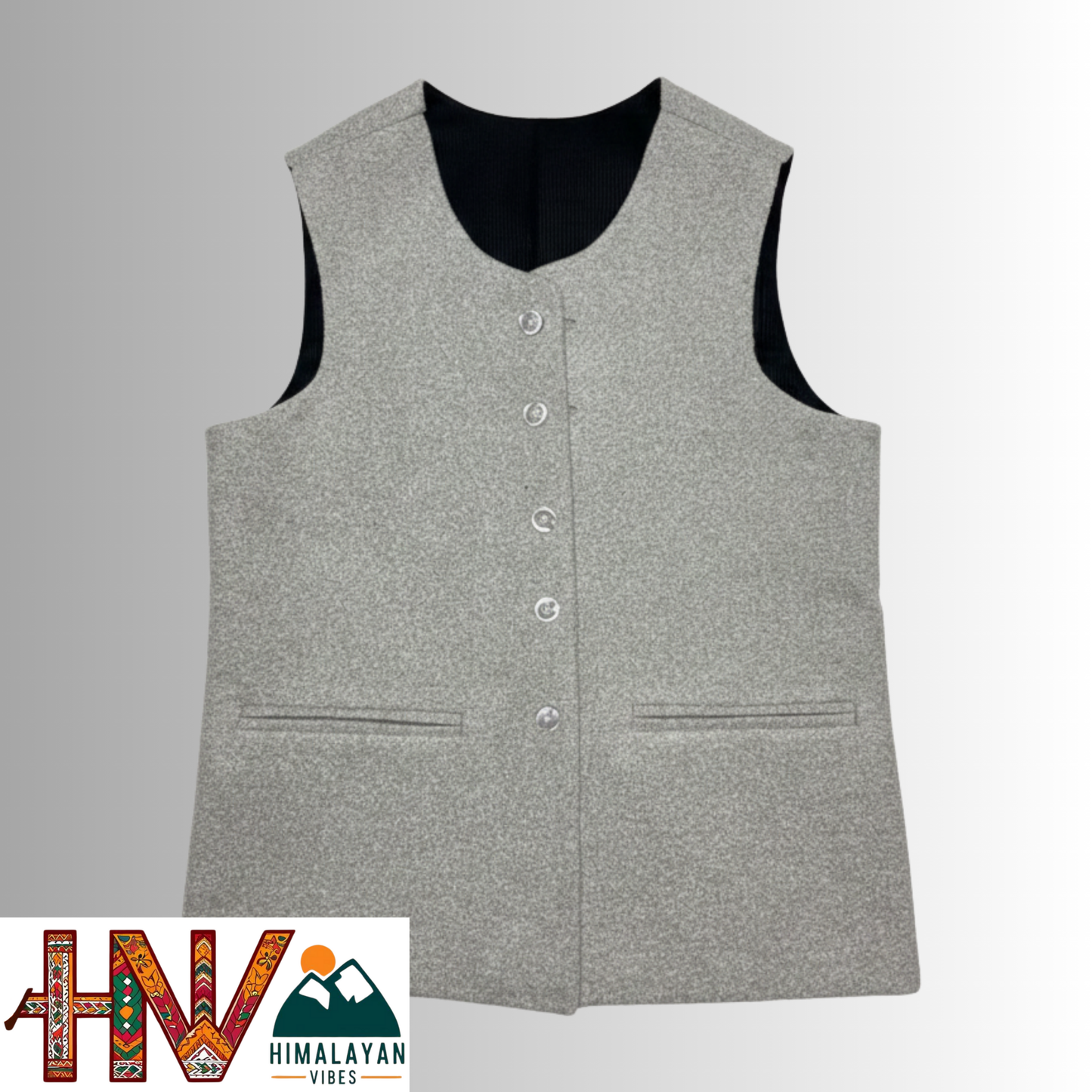 Himalayan Vibes Sage Green Women's Tweed Sadri - Sleeveless Nehru Jacket