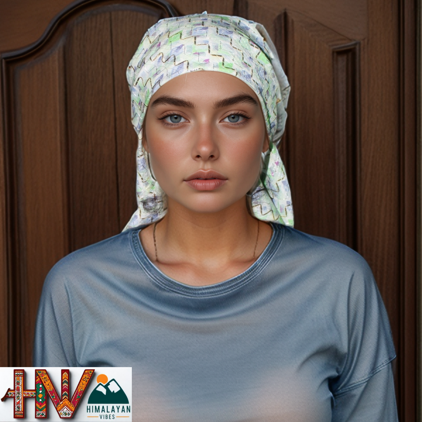 Authentic White Croatian-Inspired Dhatu - Traditional Himachali Hand-Crafted Head Scarf