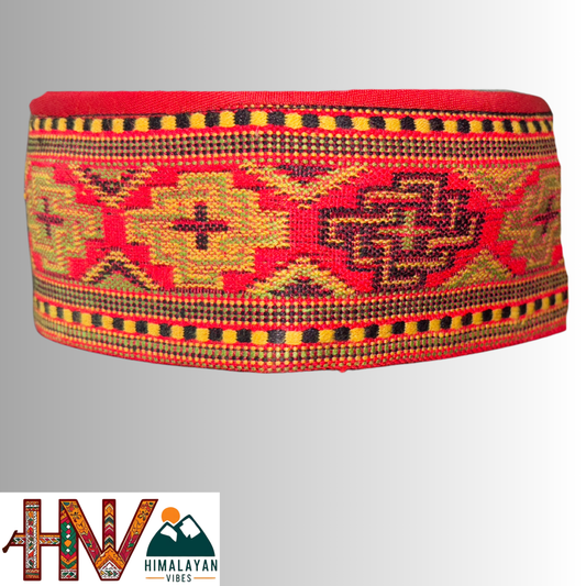 Kullu Cap - Sustainable Handcrafted Woolen Cap with Kullu Patti design By Himalayan Vibes