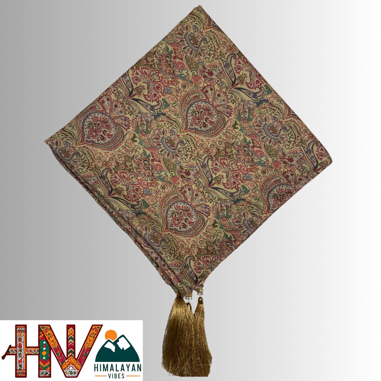 Himalayan Vibes Beige Color Pashmina Mix. Sadri and Dhatu Combo