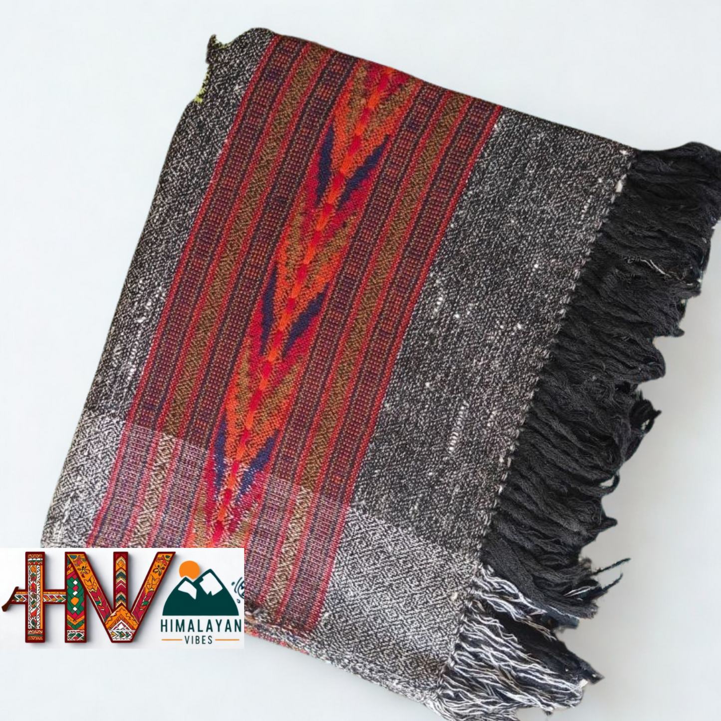 Handwoven Pure Wool Kullu Shawl with Traditional Himalayan Craftsmanship