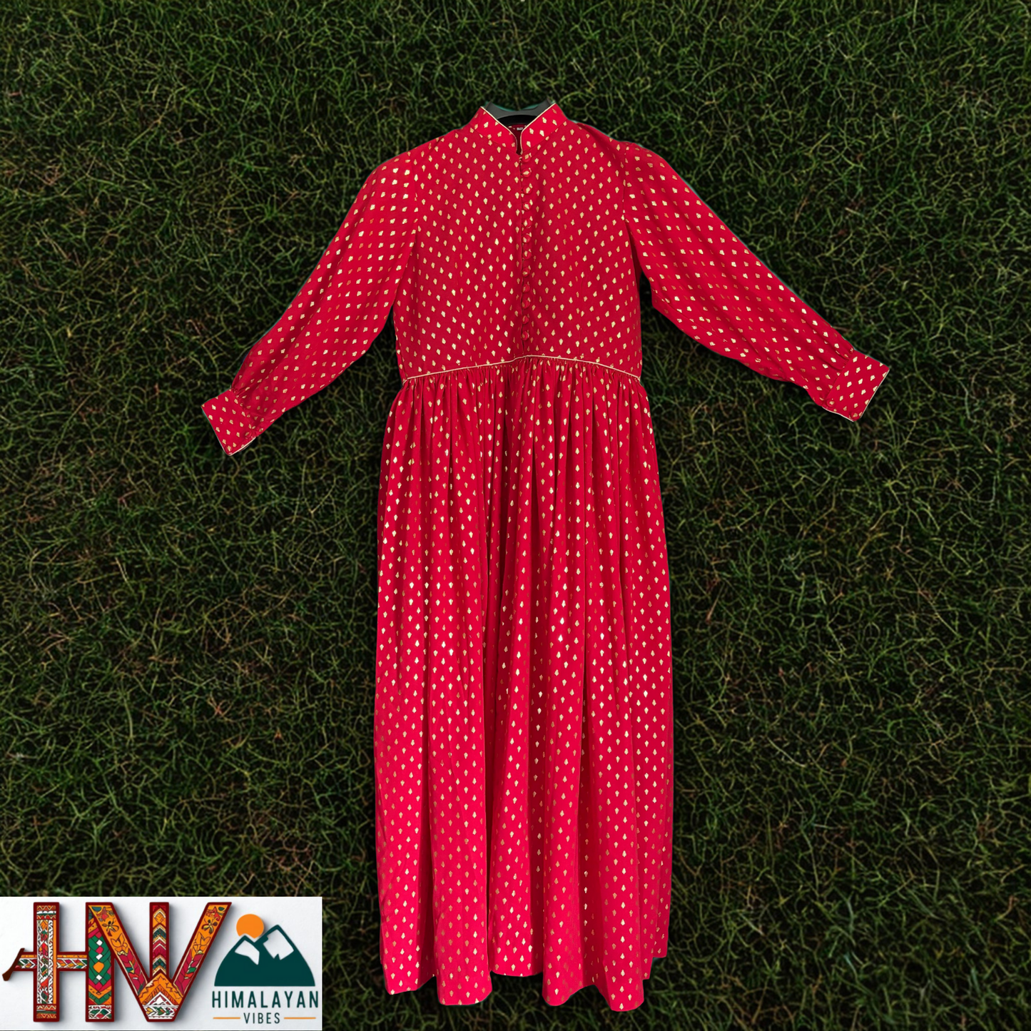 Himalayan Vibes Red Rejta – Traditional Himachali Dress for Summer & Winter | Handcrafted Elegance"
