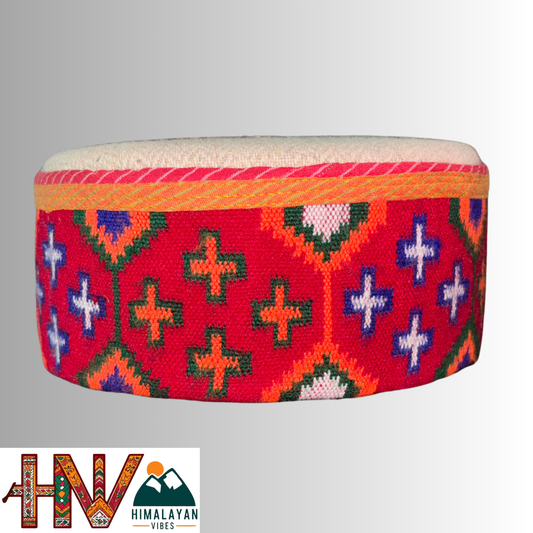 Handcrafted Kullu Cap - Pure Wool Himachali Topi with Cultural Embroidery and Vibrant Patti design By Himalayan Vibes