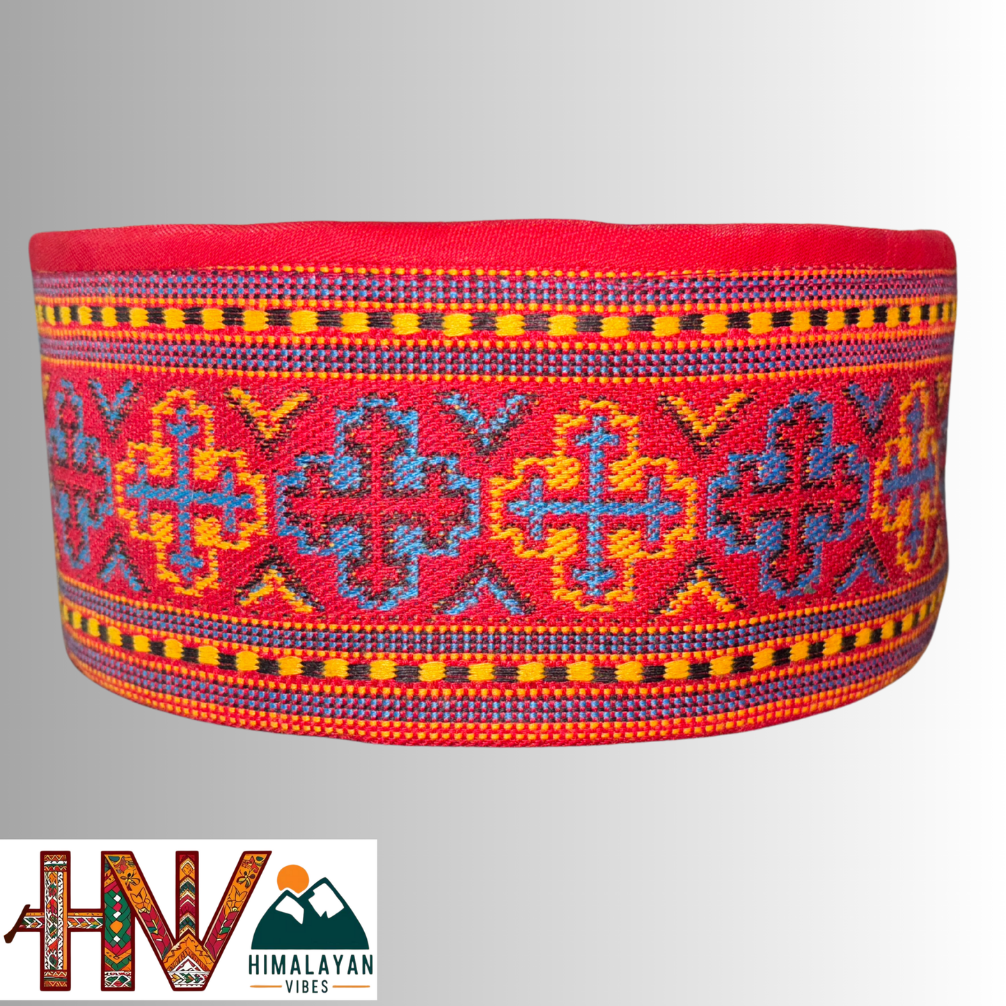 Authentic Kullu Cap - Handwoven Woolen Himachali Topi with Traditional Embroidery