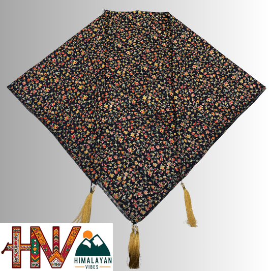 Traditional Himachali Dhatu - Premium Rayon Floral Headscarf with Tassels