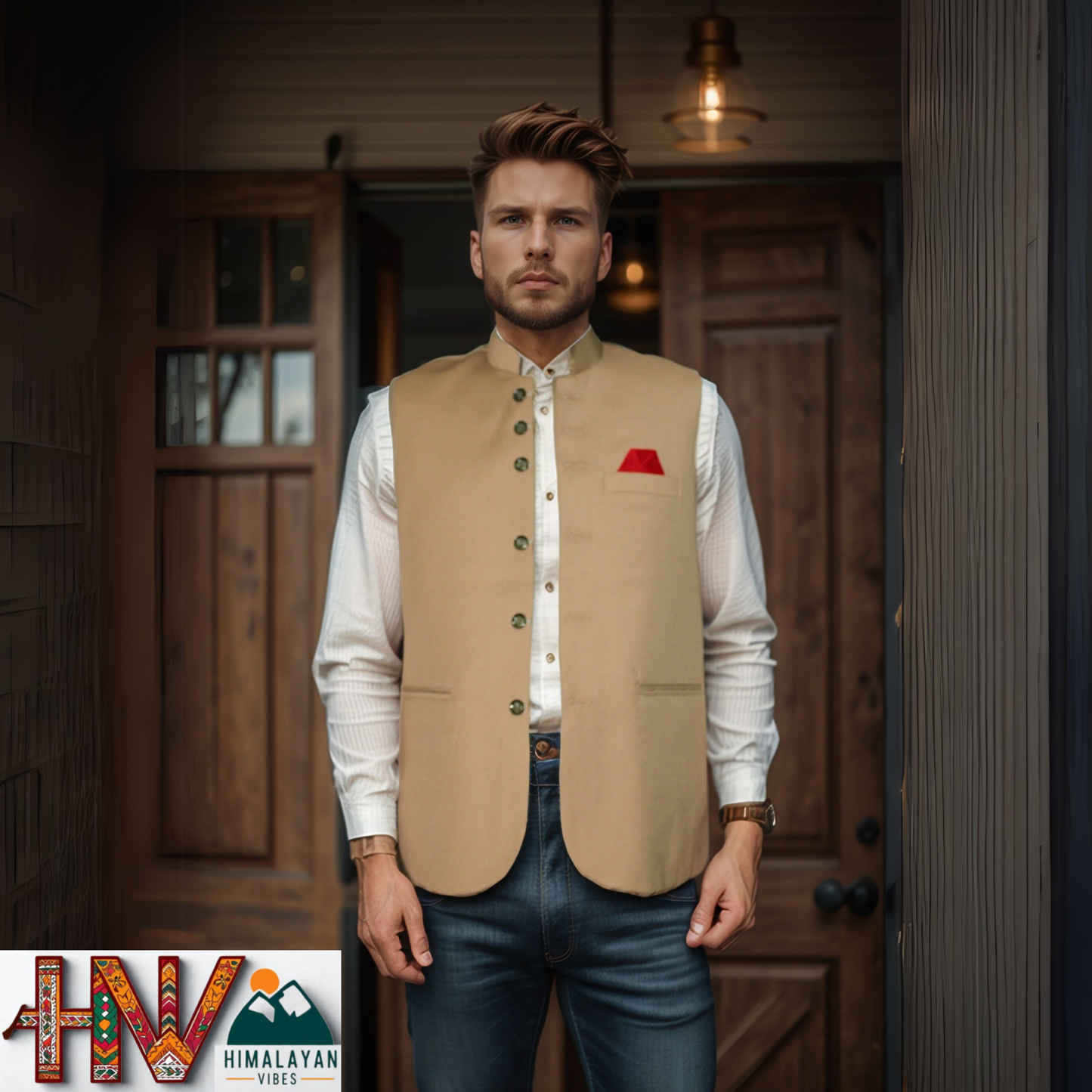 Himalayan Breeze Brown Sleeveless Jacket – Traditional Craft, Modern Style
