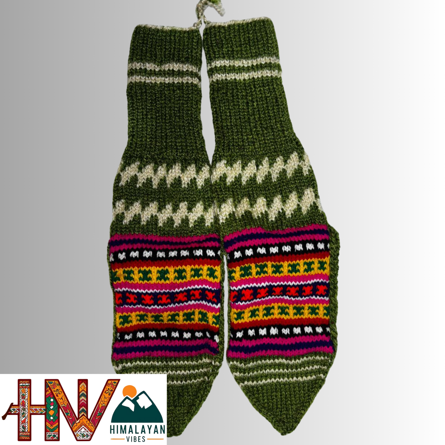 Handwoven Himachali Woolen Socks – Traditional Geometric & Floral Patterns