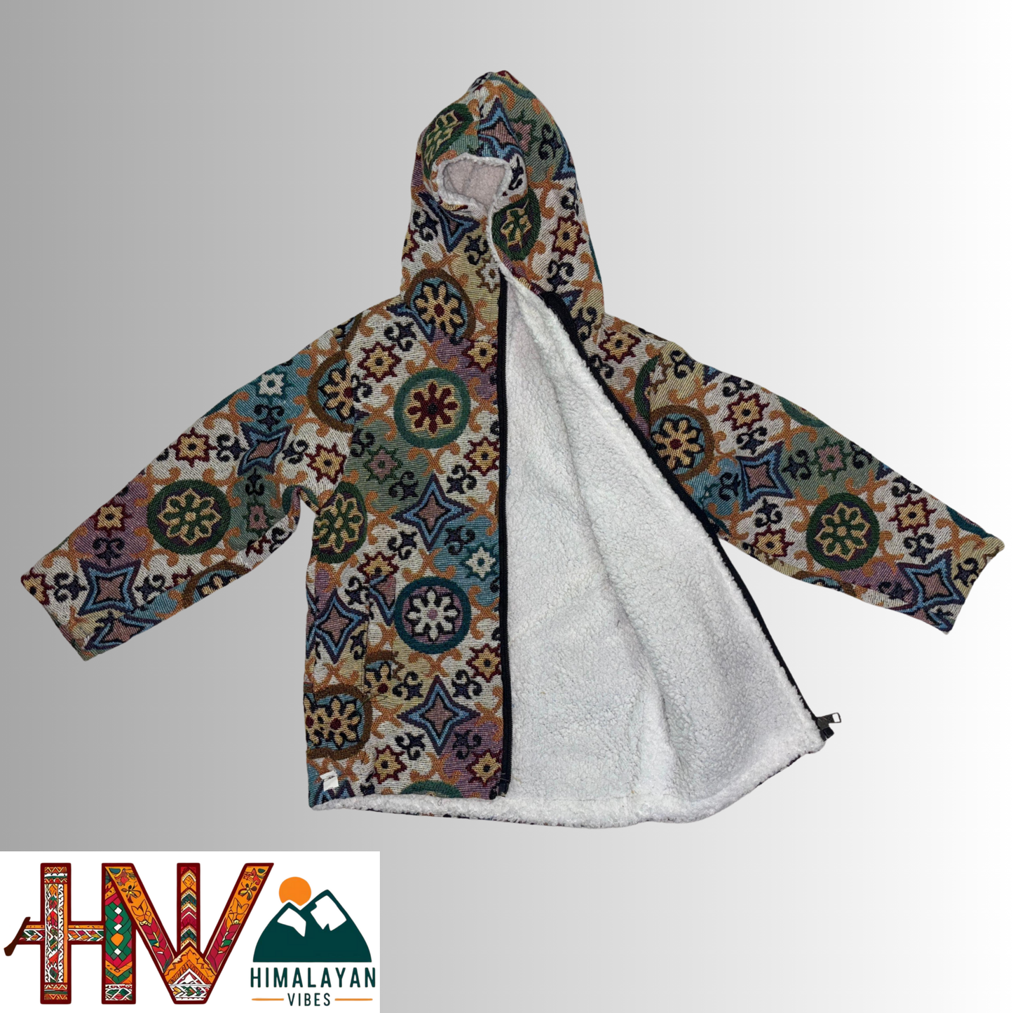 Kids Fur-Lined Blazer Jacket | Warm & Colorful Paisley Winter Coat | Handcrafted Himachali Wear By Himalayan Vibes