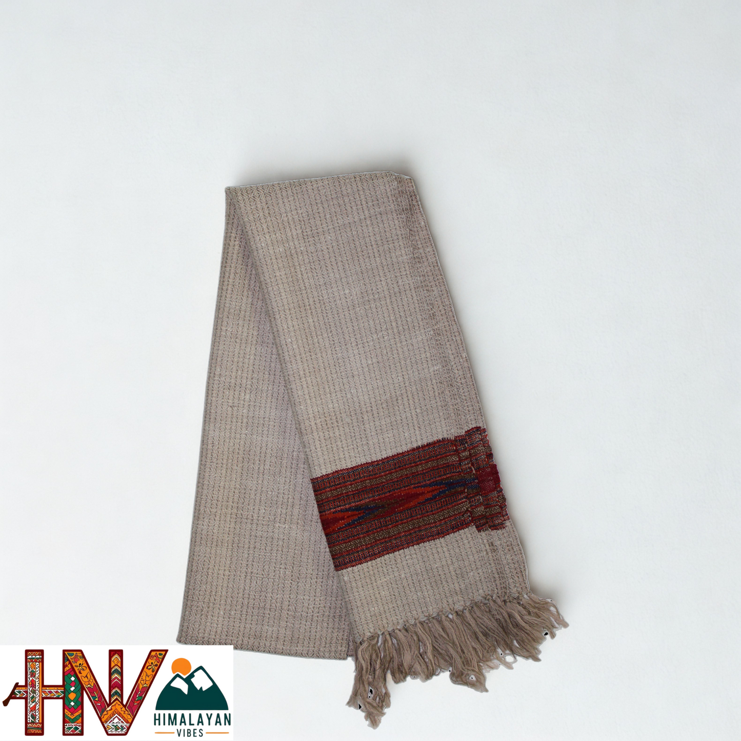Traditional Kullu Handwoven Light brown Muffler – Soft, Durable & Warm Wool Scarf