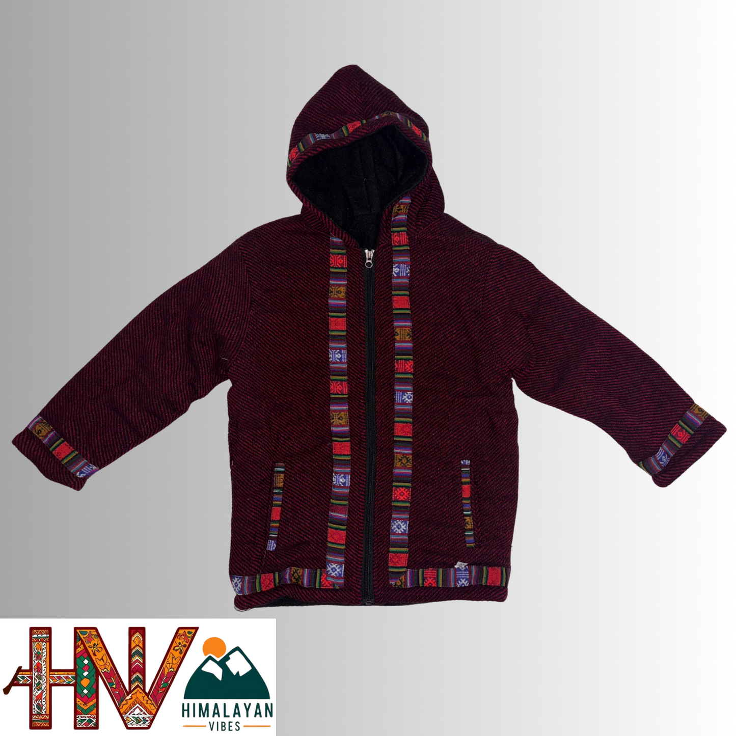 Kids Fur-Lined Blazer Jacket | Warm & Colorful Paisley Winter Coat | Handcrafted Himachali Wear By Himalayan Vibes