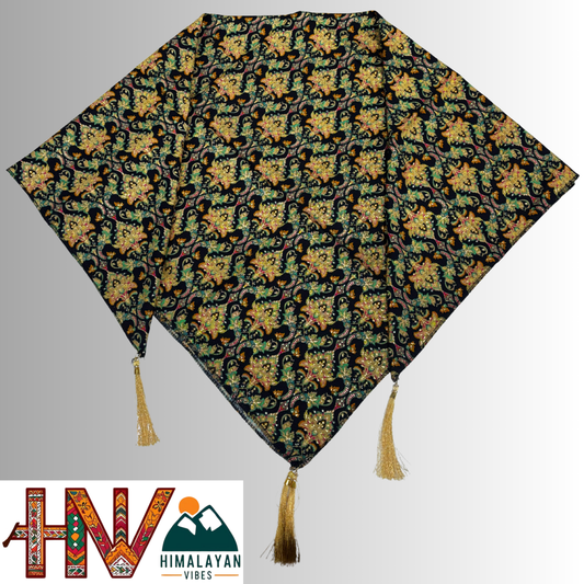 Himalayan Vibes Rayon Green Himachali Dhatu - Handcrafted Traditional Head Scarf from Himalayas