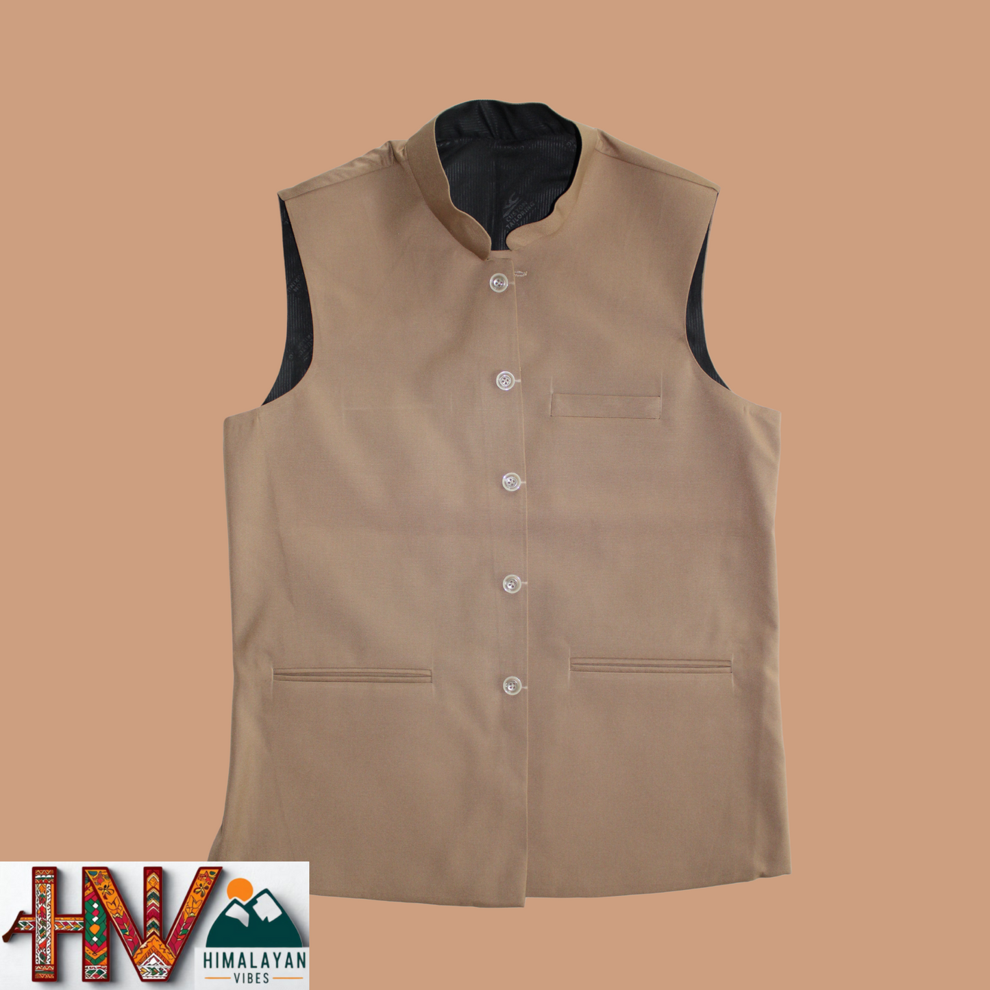 Himalayan Breeze Brown Sleeveless Jacket – Traditional Craft, Modern Style