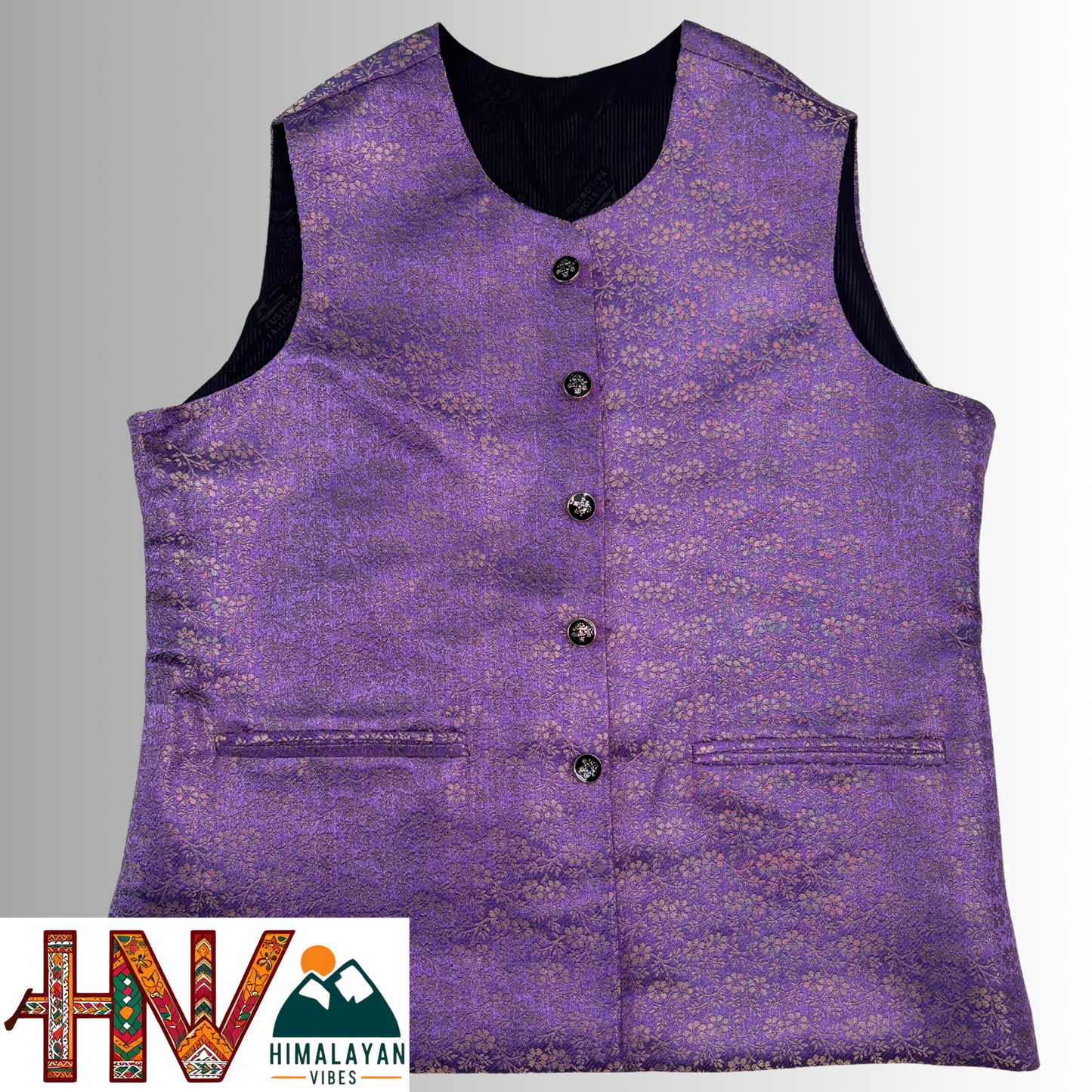 Himalayan Vibes Lavender Brocade Sadri and Dhatu Combo