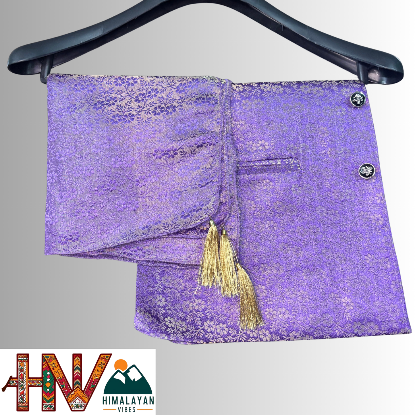 Himalayan Vibes Lavender Brocade Sadri and Dhatu Combo