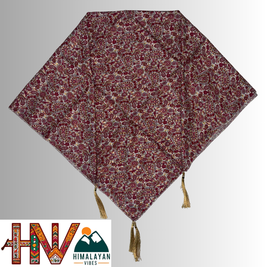Handcrafted Himachali Dhatu - Premium Maroon Paisley Rayon Scarf | Traditional Pahari Headwear