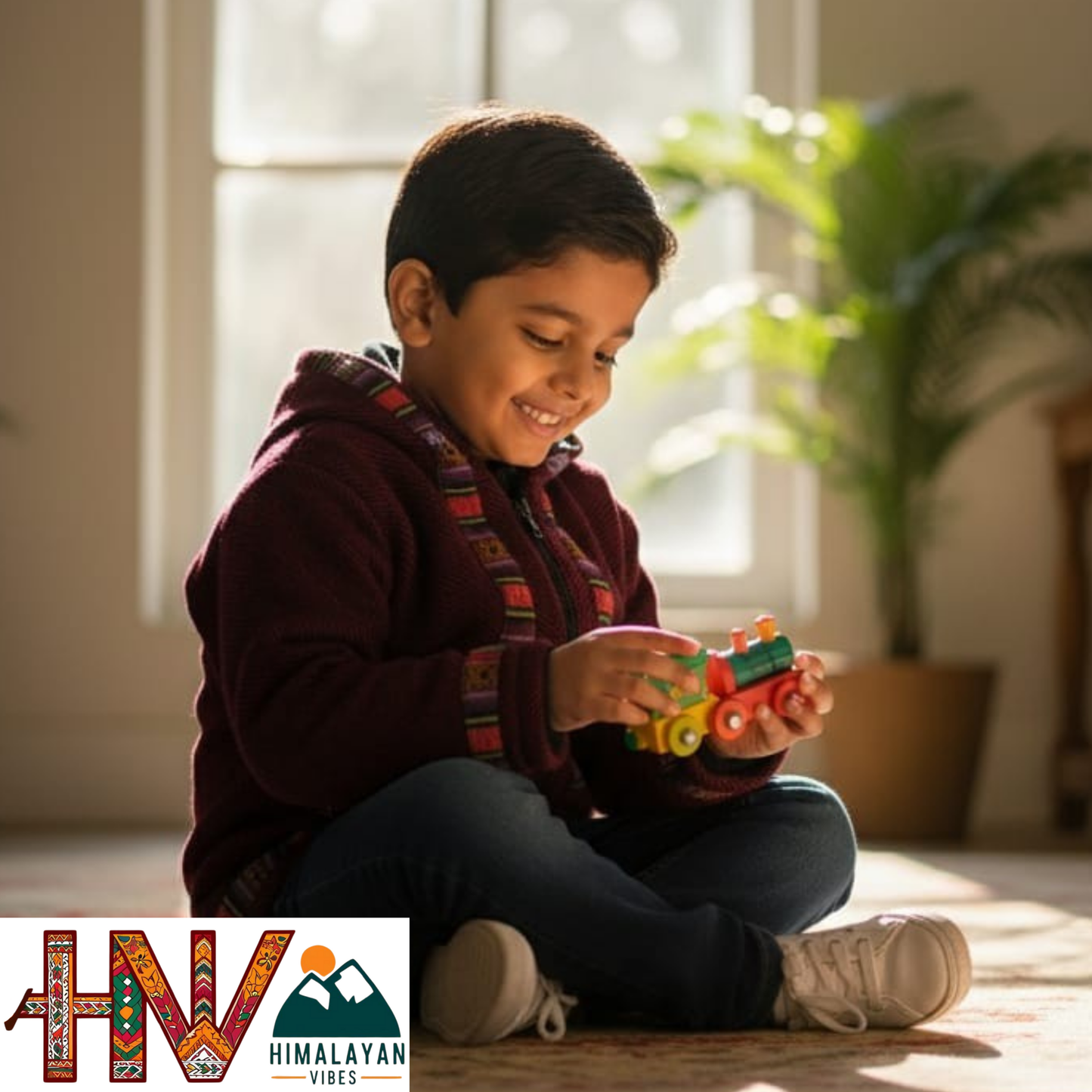 Handmade Maroon Woolen Hood for Kids| Traditional Himachali Craft | Stylish Winter Wear By Himalayan Vibes