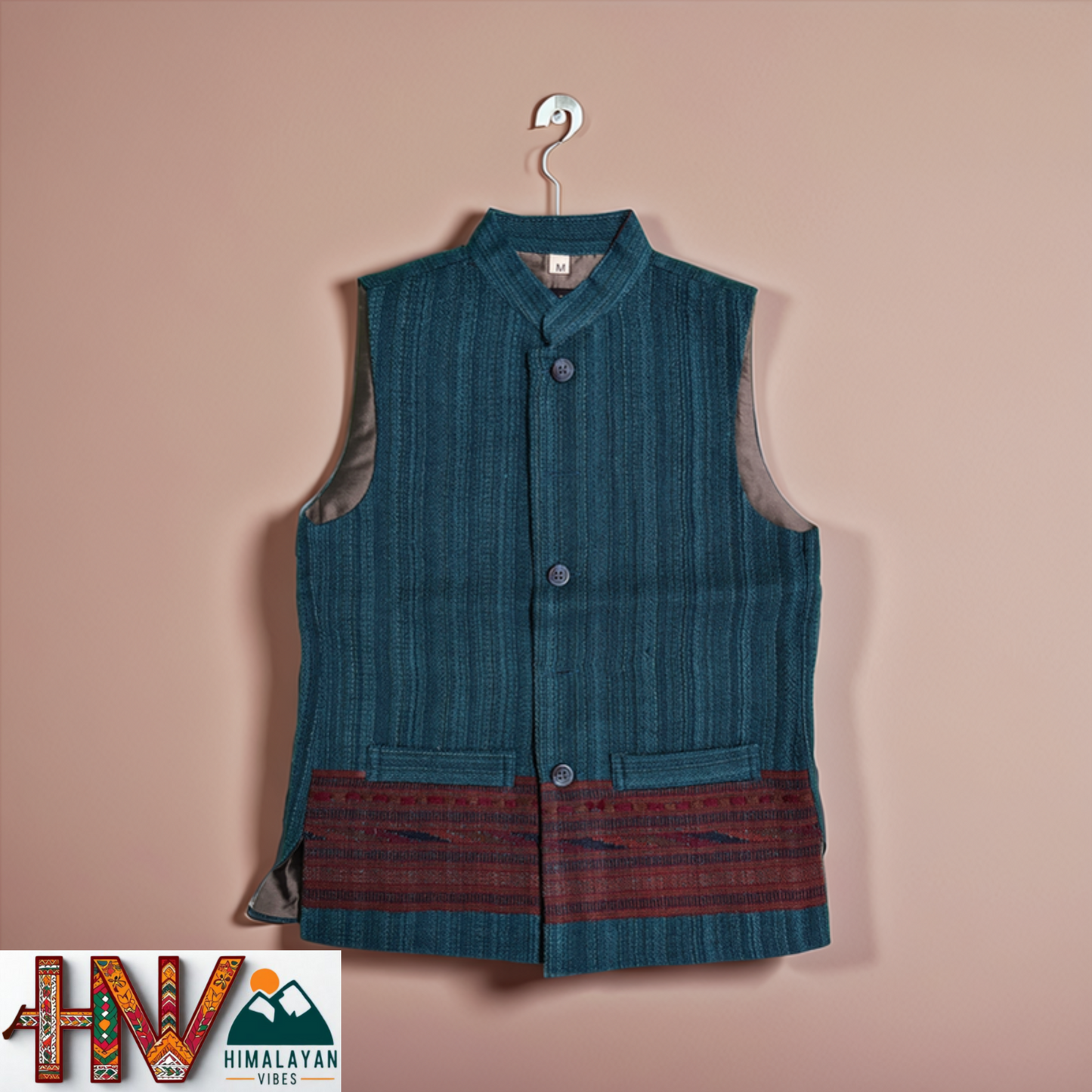 Handmade Teal Blue Woolen Jacket for Kids| Traditional Himachali Craft | Stylish Winter & Casual Wear