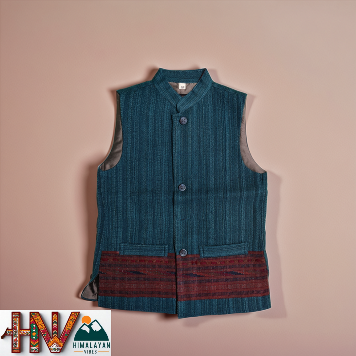 Handmade Teal Blue Woolen Jacket for Kids| Traditional Himachali Craft | Stylish Winter & Casual Wear