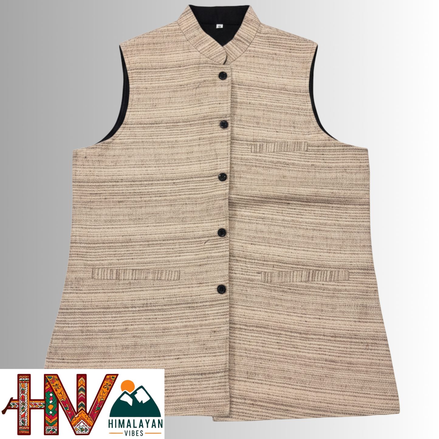 Handcrafted Himalayan Vibes Natural Beige Woolen Nehru Jacket for Men | Traditional Himachali Craft | Stylish Winter & Formal Wear