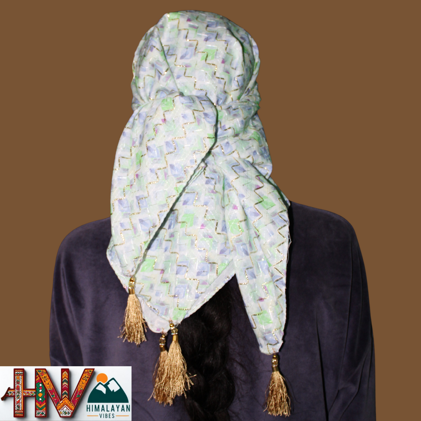Authentic White Croatian-Inspired Dhatu - Traditional Himachali Hand-Crafted Head Scarf