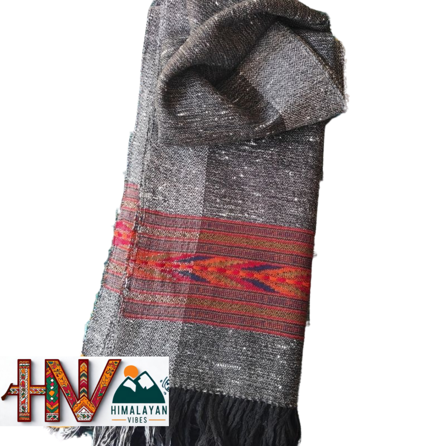 Handwoven Pure Wool Kullu Shawl with Traditional Himalayan Craftsmanship