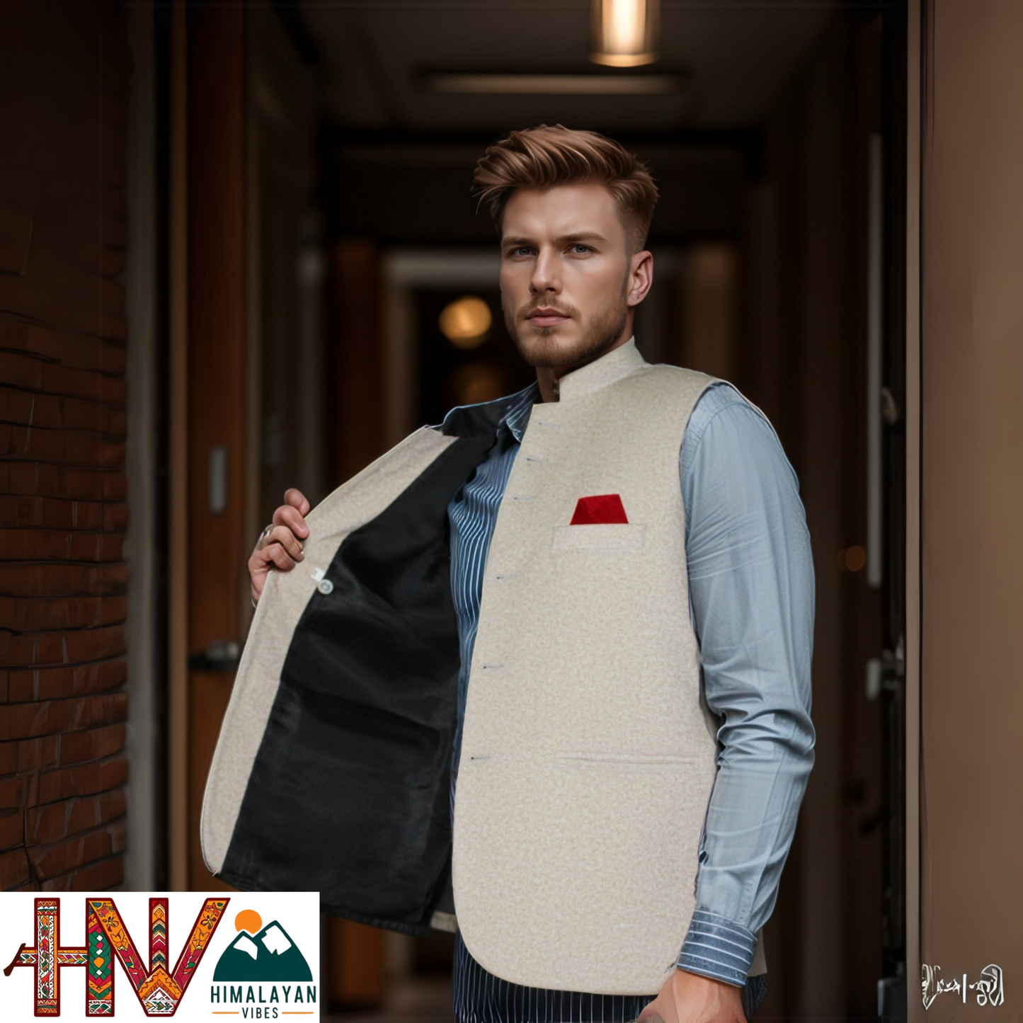 Trendy Sleeveless White Martin Jacket – Handcrafted in Himachal Pradesh | Occasion & Party Wear