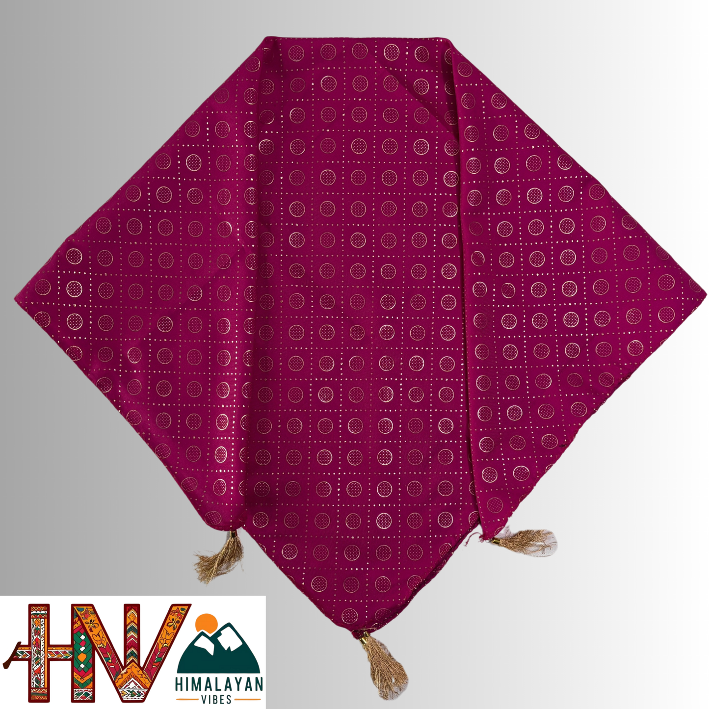 Rubber Print Dark Pink Dhatu Scarf - Artisan-Made Himachal Pradesh Head Wrap