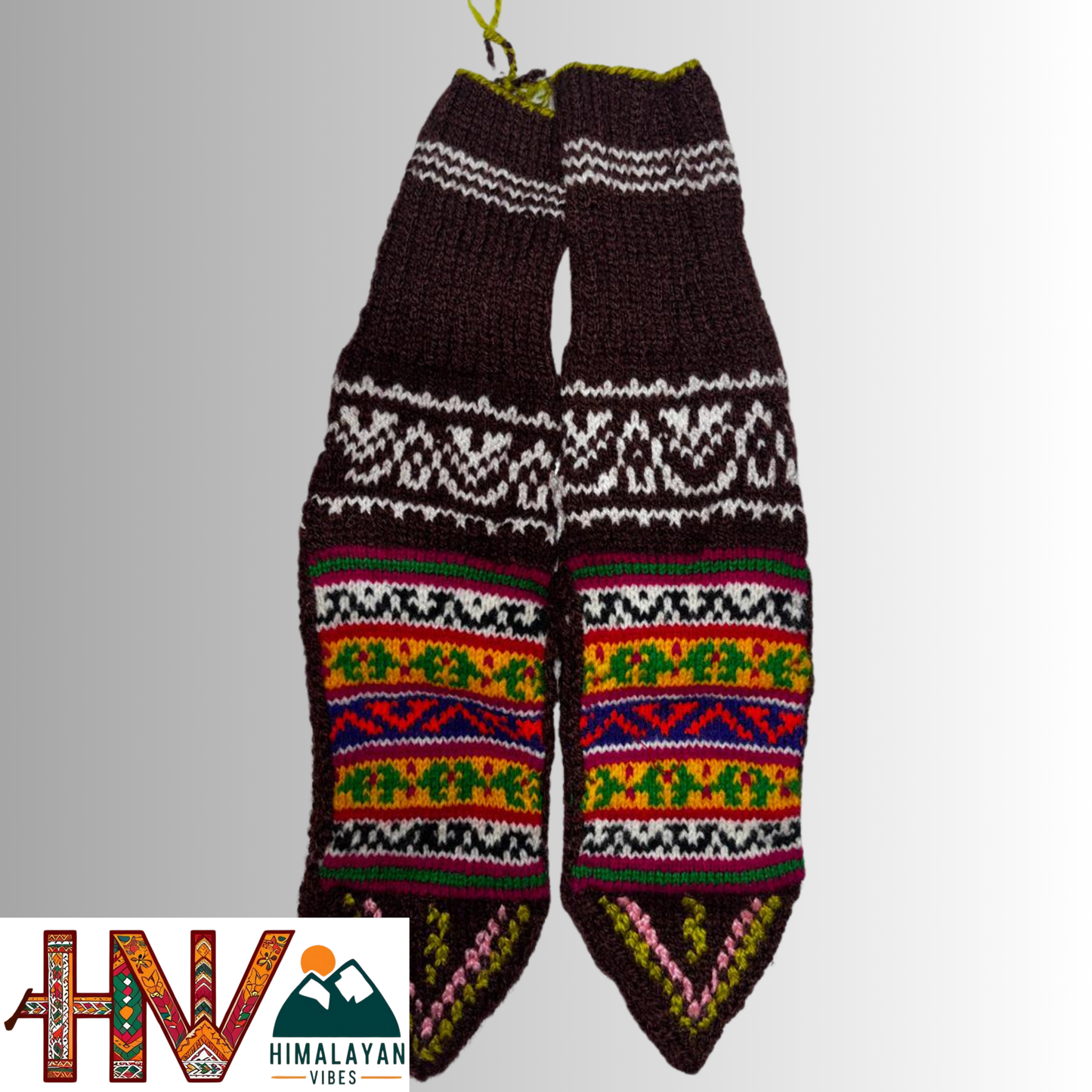 Handwoven Himachali Woolen Socks – Traditional Geometric & Floral Patterns
