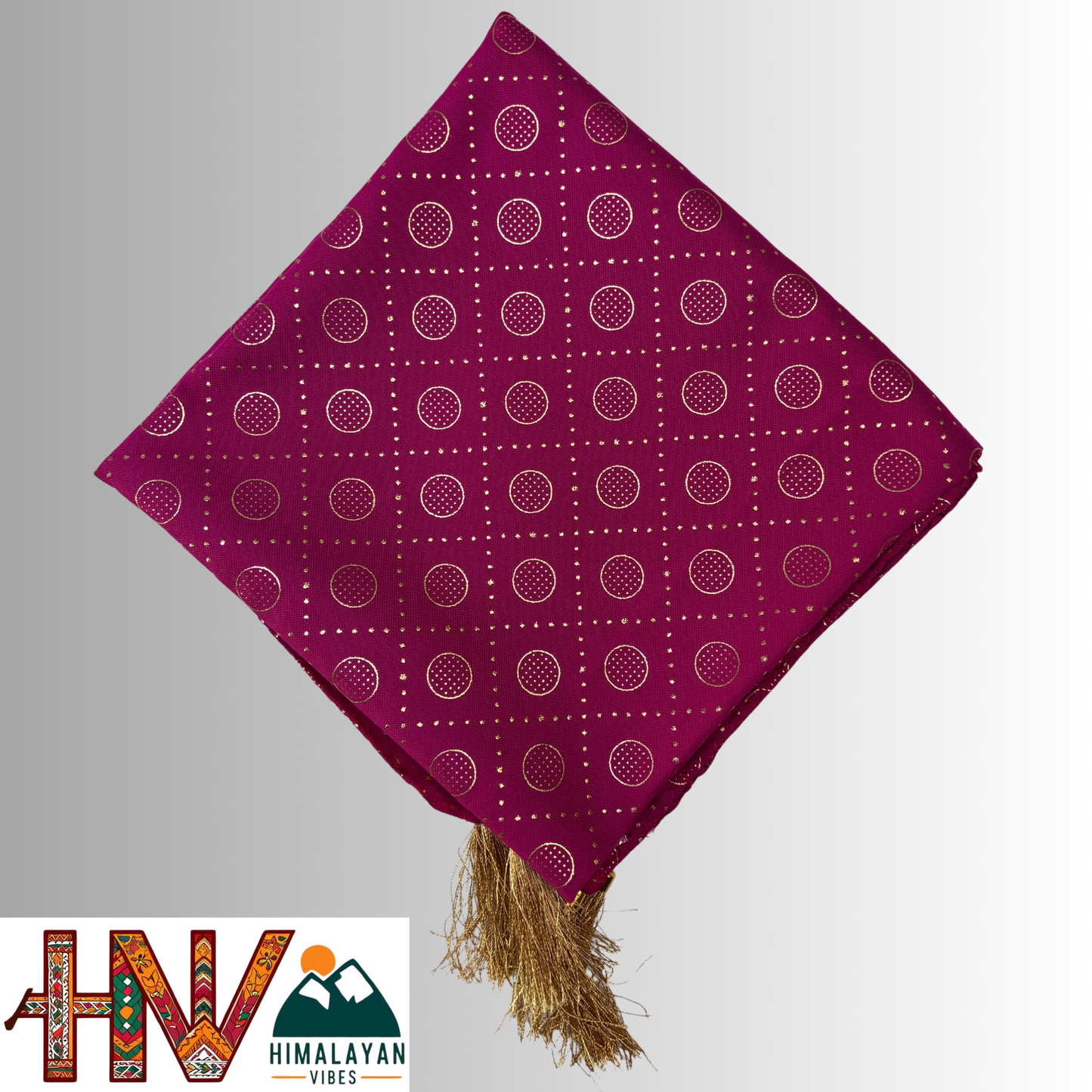 Rubber Print Dark Pink Dhatu Scarf - Artisan-Made Himachal Pradesh Head Wrap