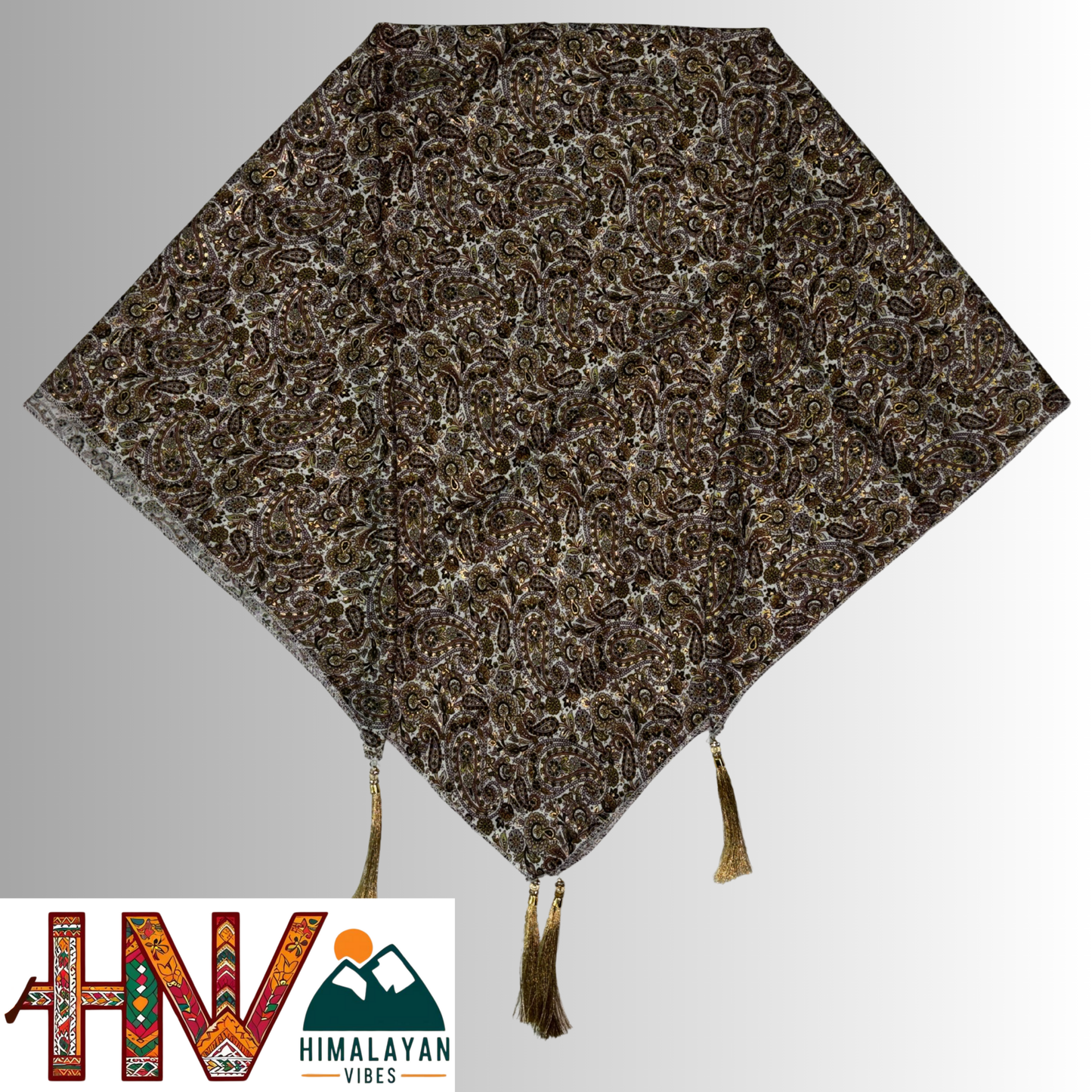 Traditional Himachali Dhatu Headscarf |  Olive green Elegant Paisley Rayon Ethnic Wrap – Himalayan Vibes