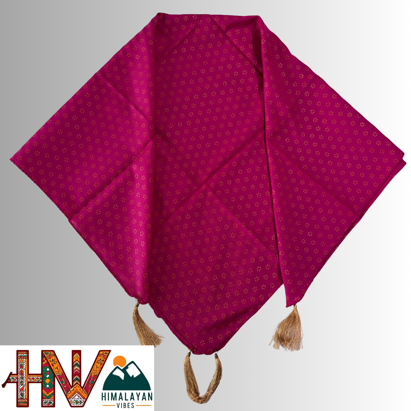 Rubber Print Dark Pink Dhatu Scarf - Artisan-Made Himachal Pradesh Head Wrap