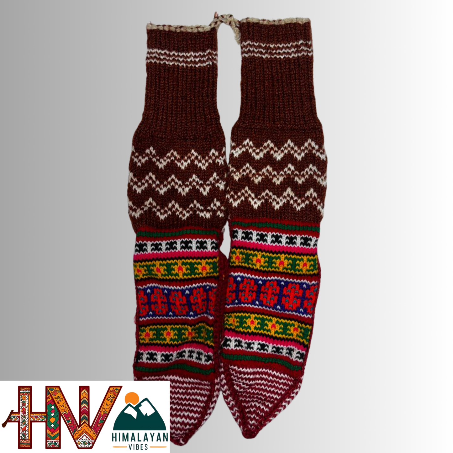 Handwoven Himachali Woolen Socks – Traditional Geometric & Floral Patterns