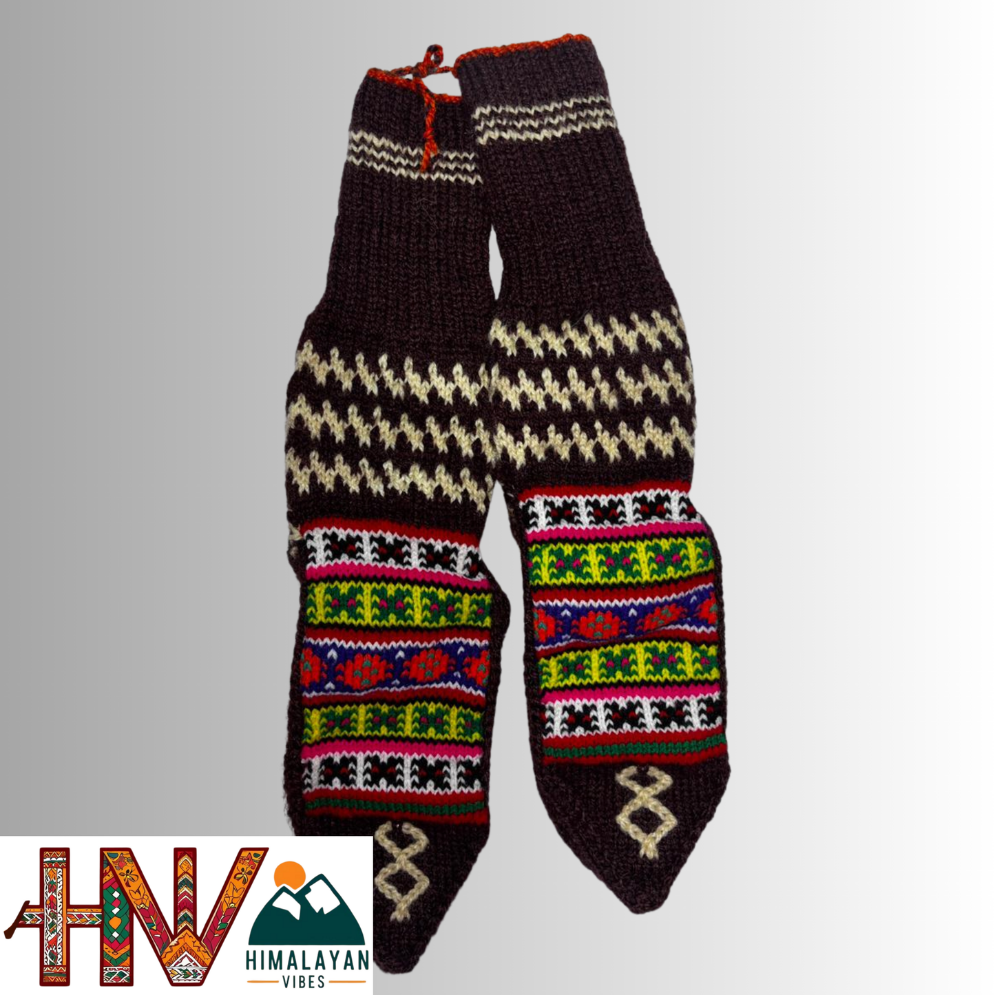 Handwoven Himachali Woolen Socks – Traditional Geometric & Floral Patterns