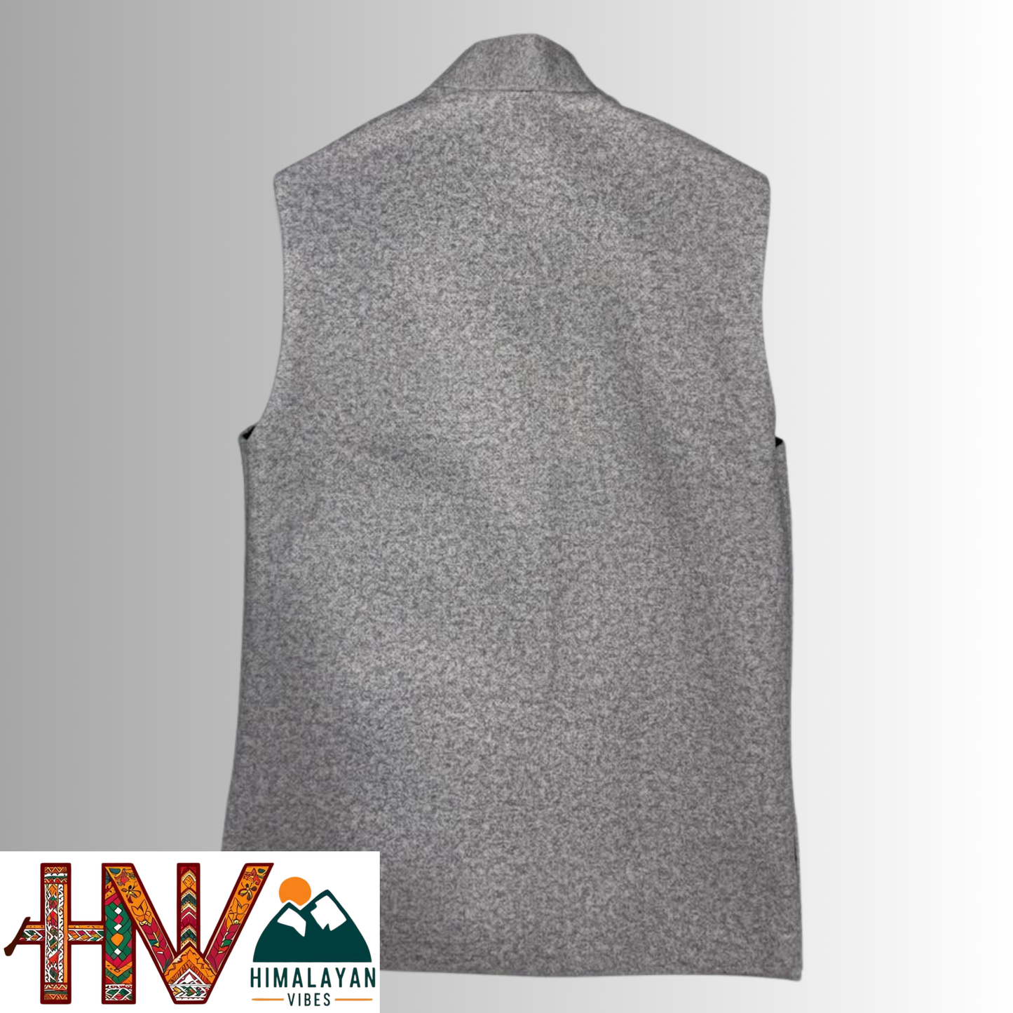 Boys Sleeveless Light Grey Nehru Jacket in Martin Fabric – Handcrafted Himachali Ethnic Waistcoat with Designer Pocket Square