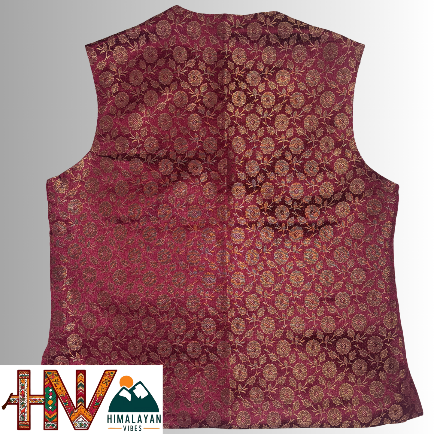 Himalayan Vibes Red Brocade Sadri and Dhatu Combo.