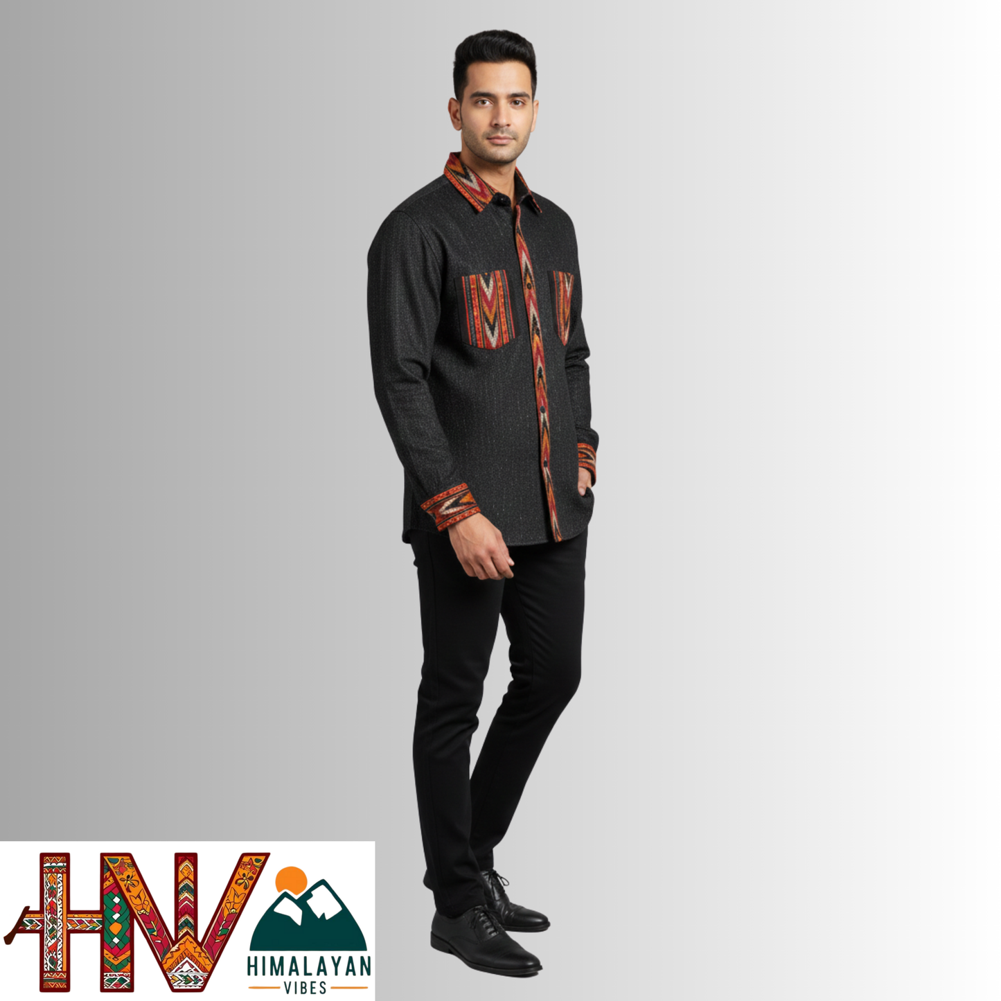 Handmade Kullu Patti Woollen Shirt for Men | Pure Wool Ethnic Winter Shirt with Inner Lining – Himalayan Vibes