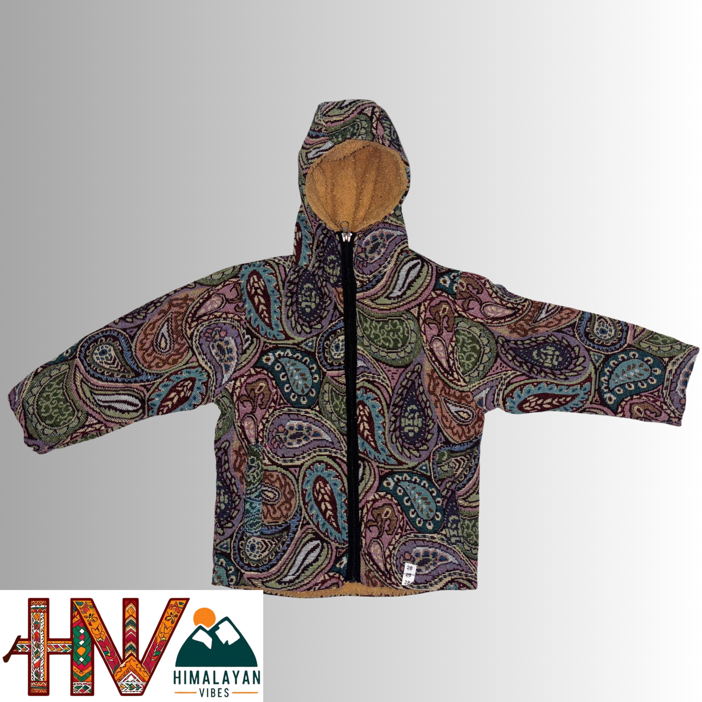 Kids Fur-Lined Blazer Jacket | Warm & Colorful Paisley Winter Coat | Handcrafted Himachali Wear By Himalayan Vibes