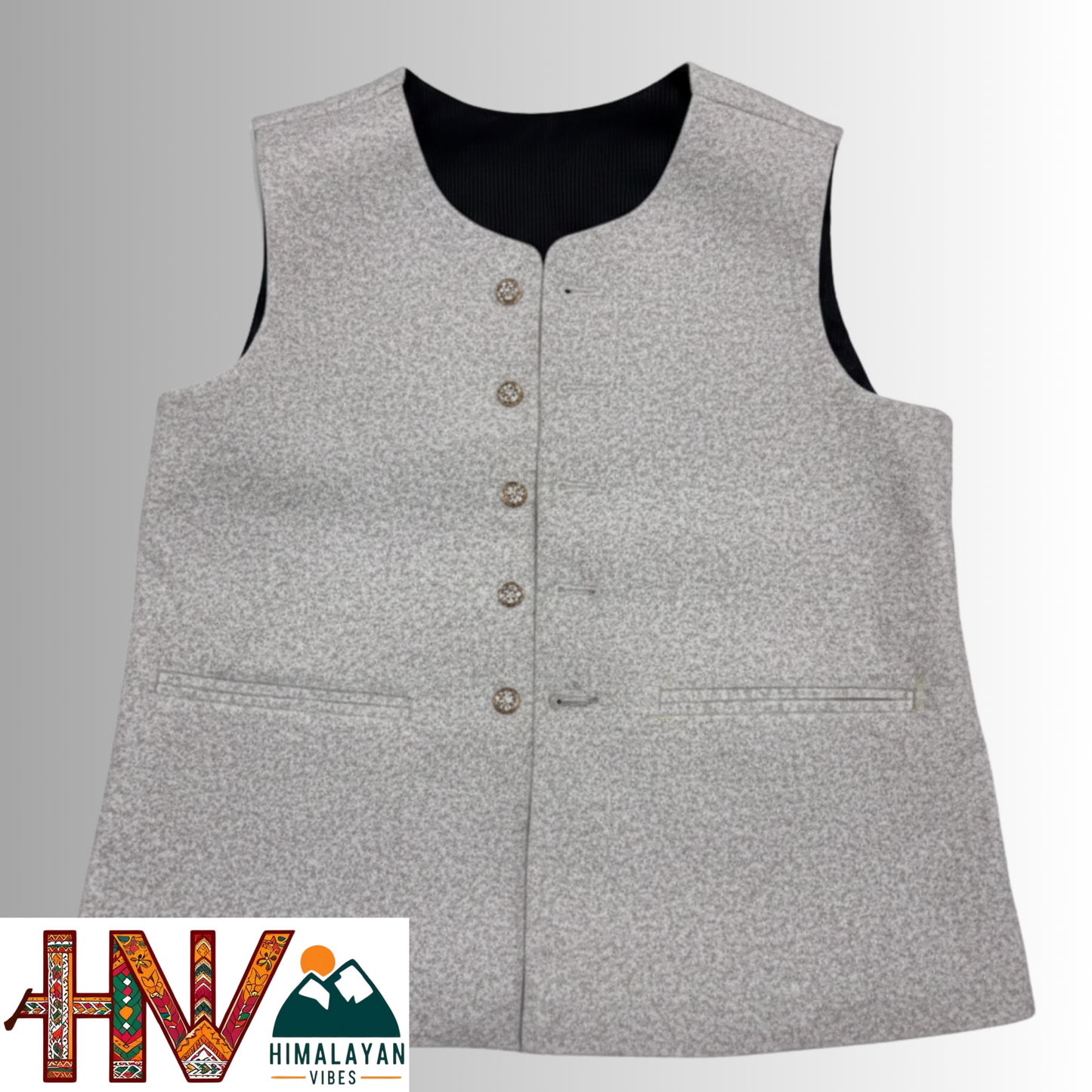 Himachali Plain Cream Sadri  for Women - Martin Fabric Ethnic Half Jacket with Pockets