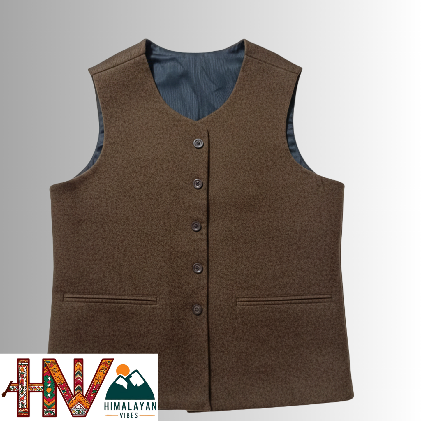 Himachali Plain coffee brown Sadri for Women - Martin Fabric Ethnic Half Jacket with Pockets