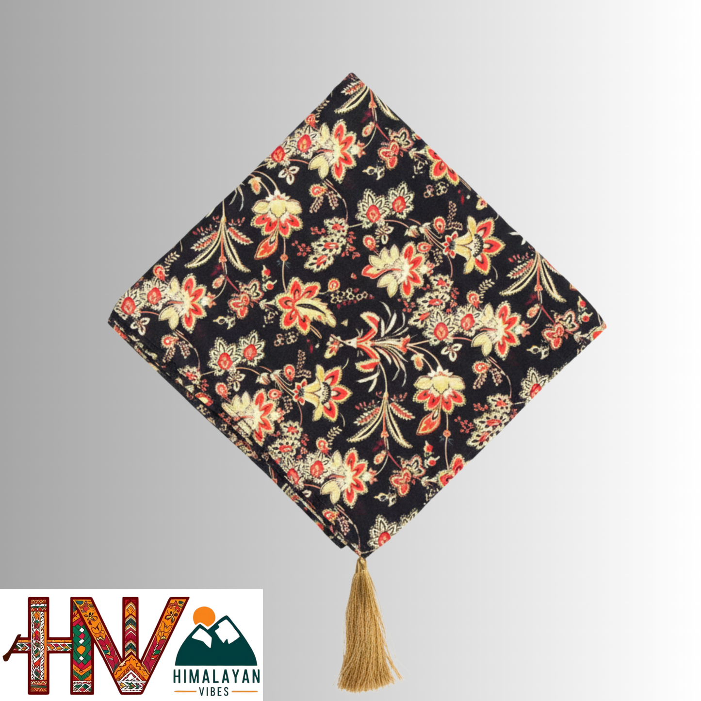 Himalayan Vibes Women's Pashmina Mix - Black & Red Floral Print Sadri-Dhatu Combo