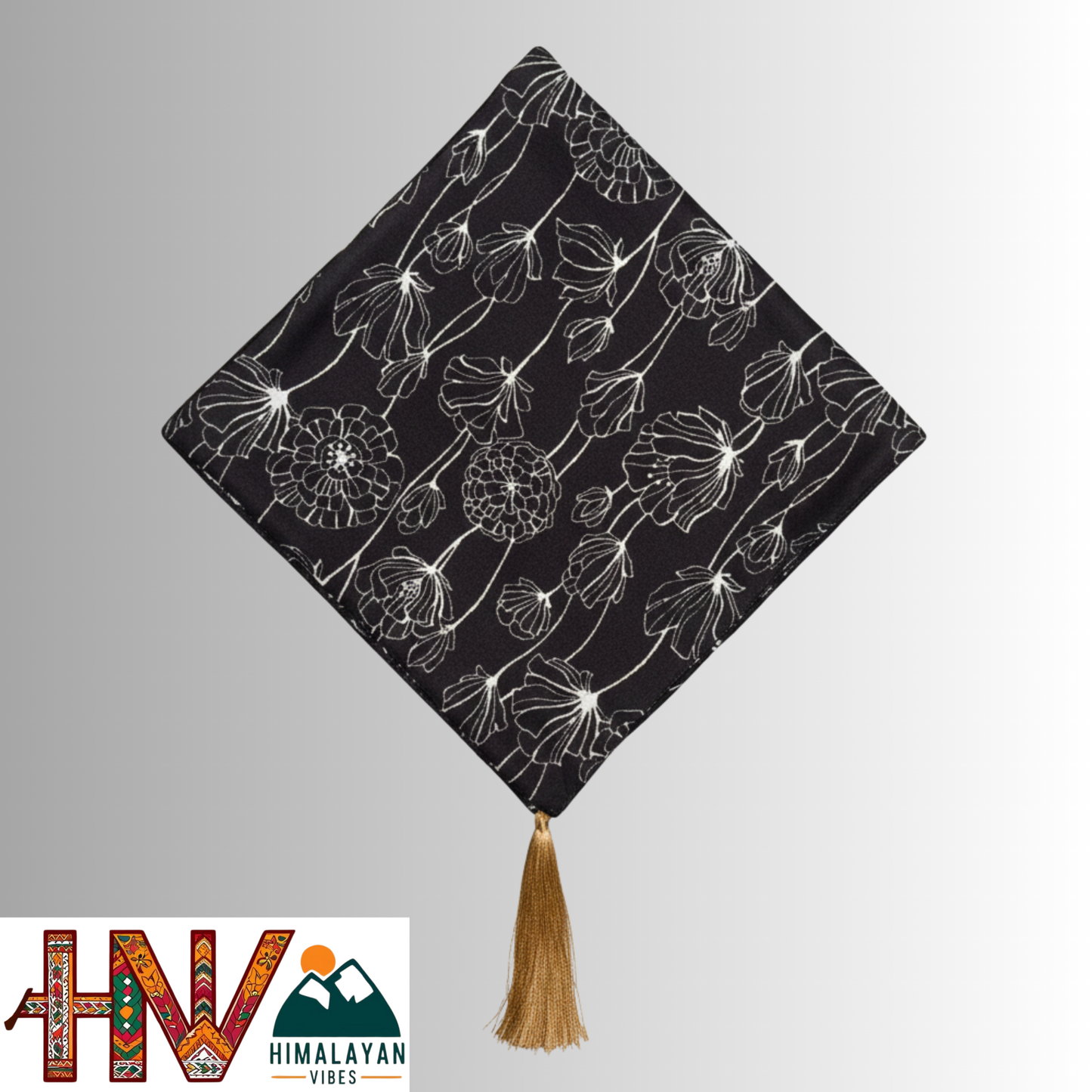 Himalayan Vibes Women's Pashmina Mix - Black & White Floral Print Sadri Dhatu Combo