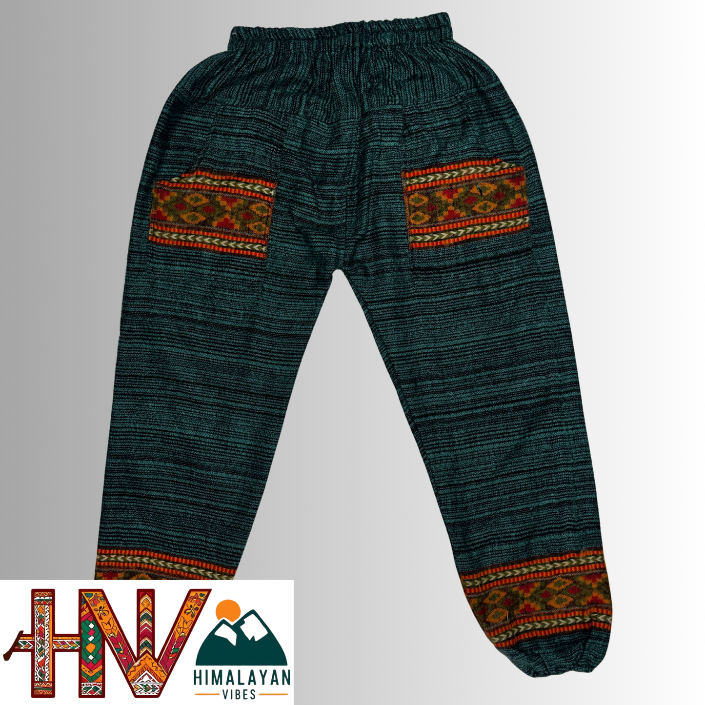 Unisex Multi-Patterned Woolen Lower – One Size Geometric Knit Winter Trousers