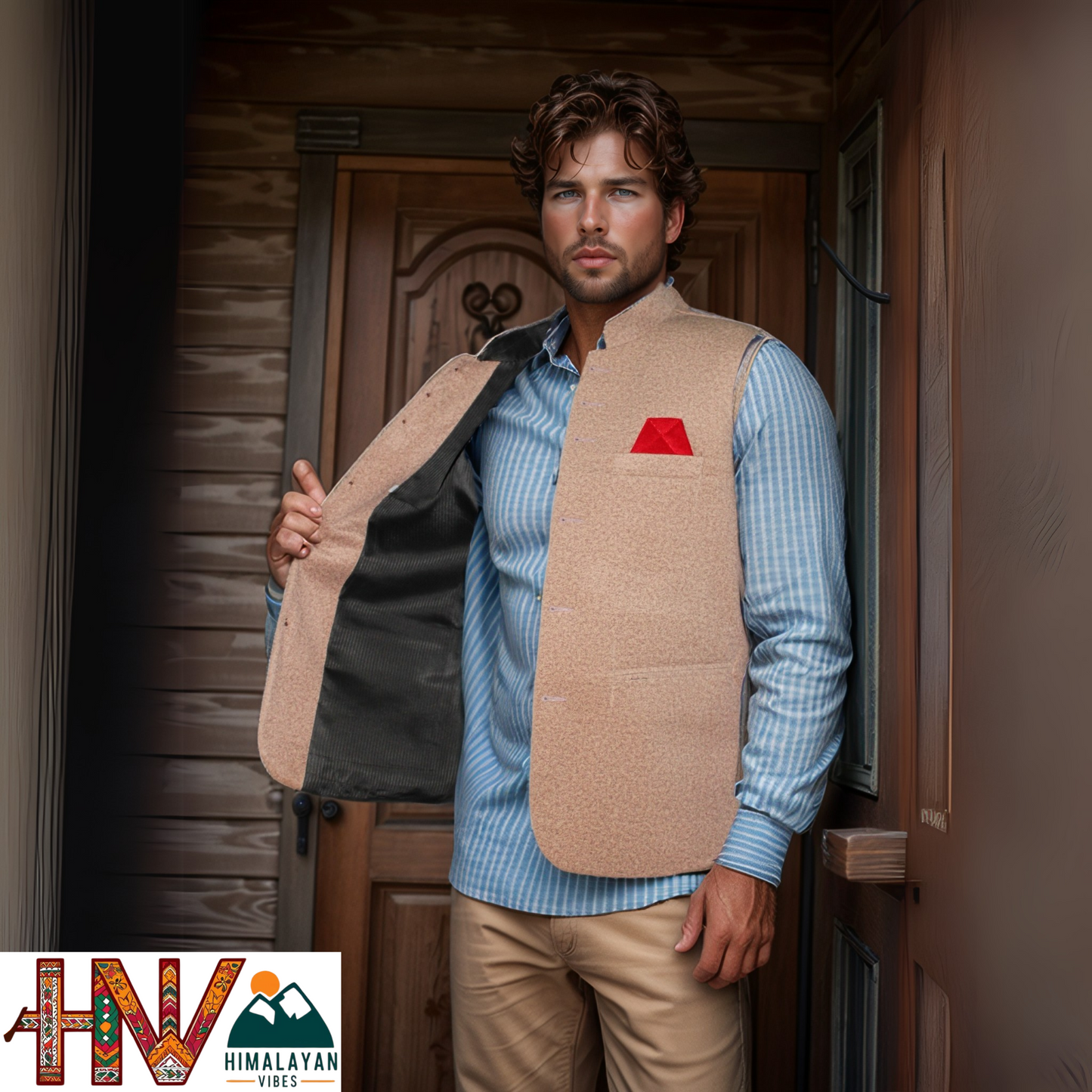 Trendy Sleeveless Brown Martin Jacket – Handcrafted in Himachal Pradesh | Occasion & Party Wear