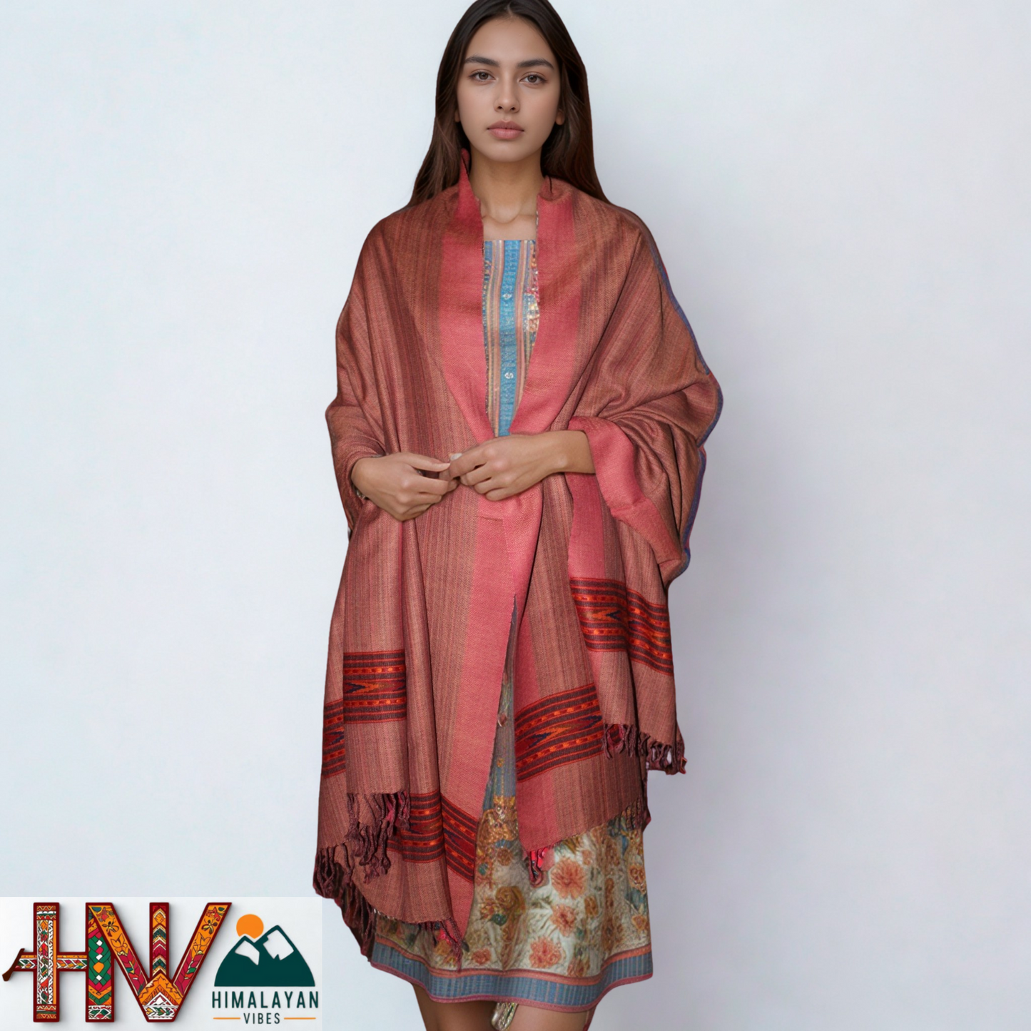 Handwoven Wine Red Kullu Shawl – 100% Pure Sheep Wool with Traditional Himalayan Craftsmanship