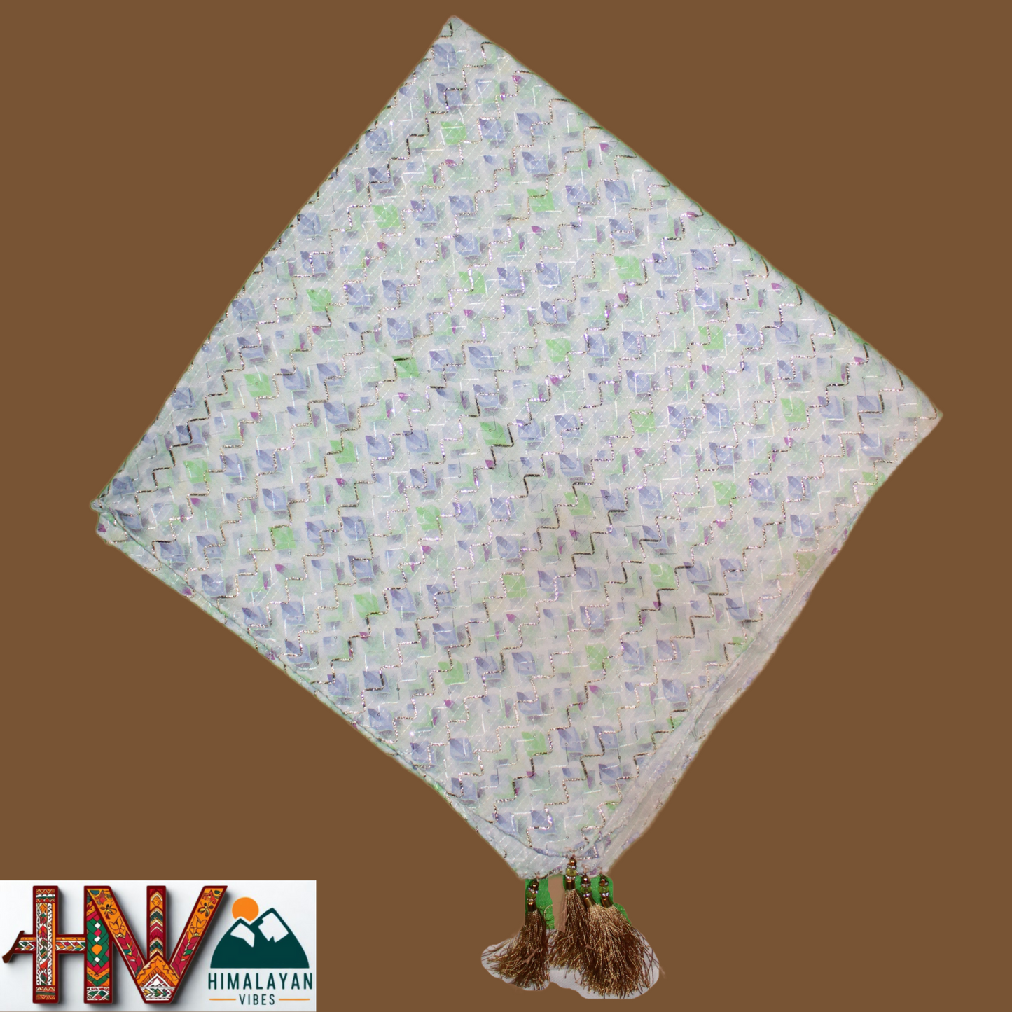 Authentic White Croatian-Inspired Dhatu - Traditional Himachali Hand-Crafted Head Scarf