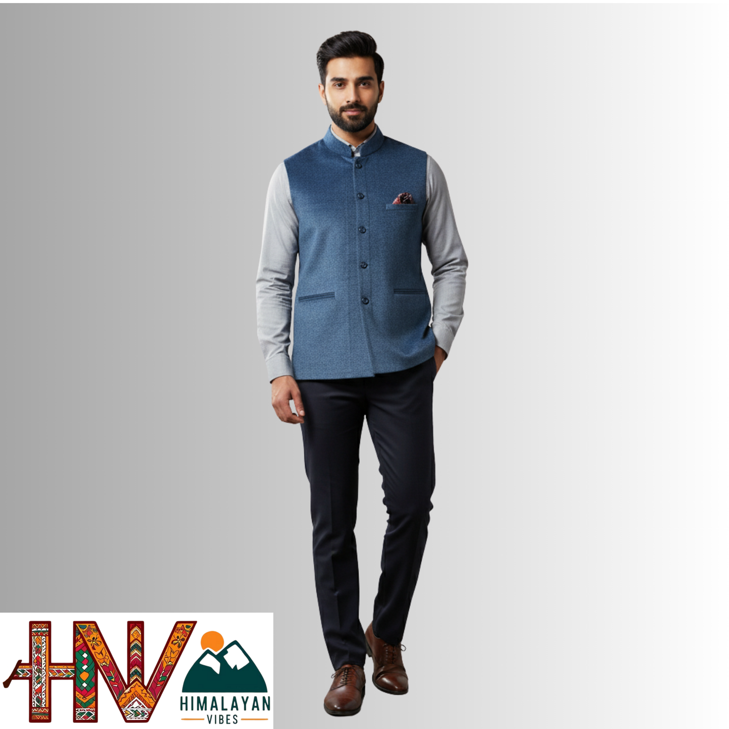 Trendy Sleeveless Blue Martin Jacket – Handcrafted in Himachal Pradesh | Occasion & Party Wear