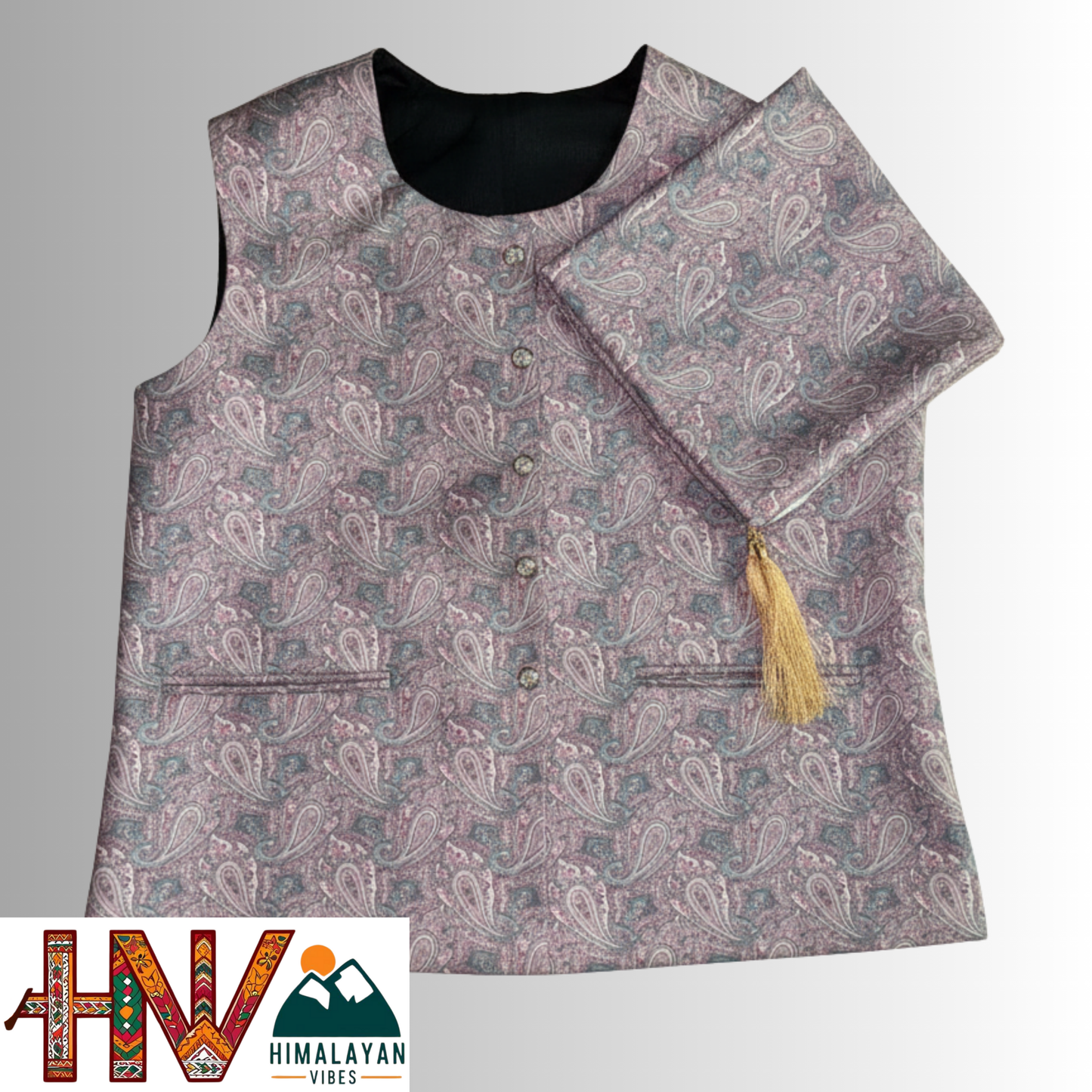 Himalayan Vibes Women's Pashmina Mix - Mint Green Paisley Print Sadri-Dhatu Combo