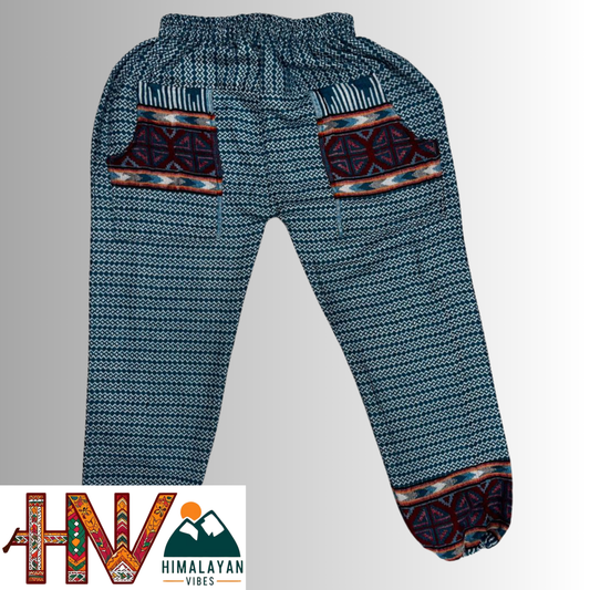 Unisex Multi-Patterned Woolen Lower – One Size Geometric Knit Winter Trousers