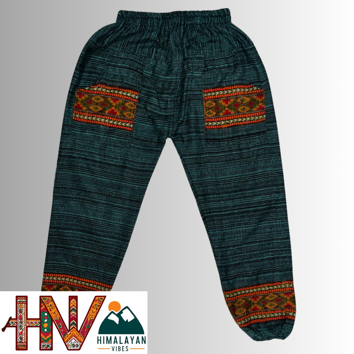 Unisex Multi-Patterned Woolen Lower – One Size Geometric Knit Winter Trousers